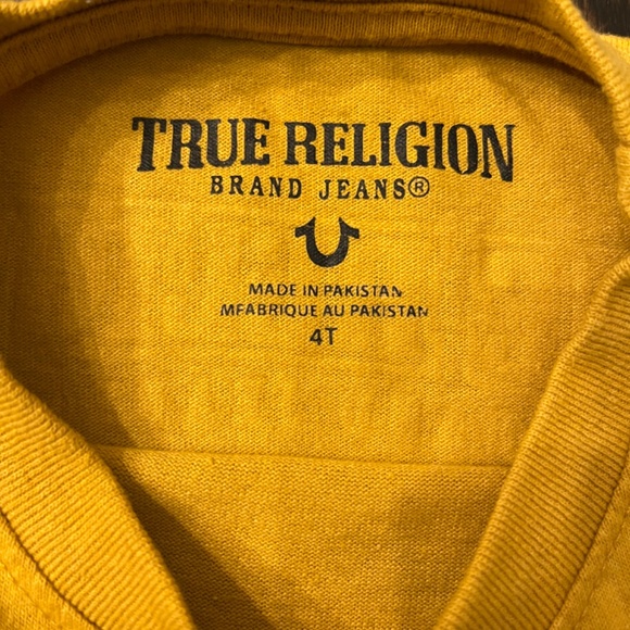 True religion long sleeve tee in yellow size 4T - Picture 3 of 4